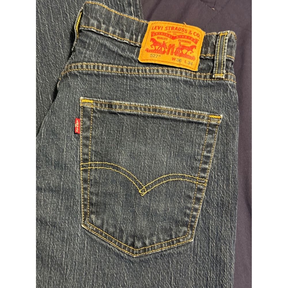 Levis 527 Slim Bootcut Jeans Mens 36x34 (37x32) Dark Wash Indigo Denim Blue